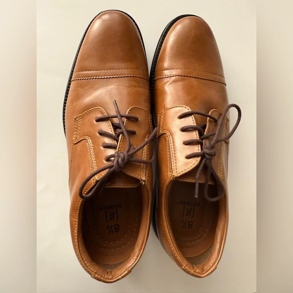 Dress Shoes Men’s Size 8.5 Brown Faux Leather - Elegant‎ - Picture 5 of 6